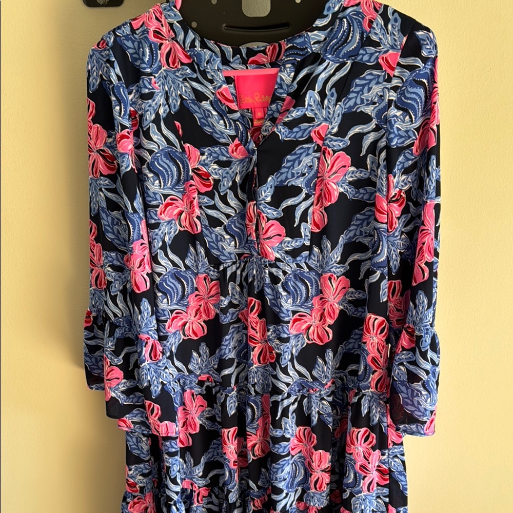 Lilly Pulitzer Blue and Pink Graphic Mini Dress
